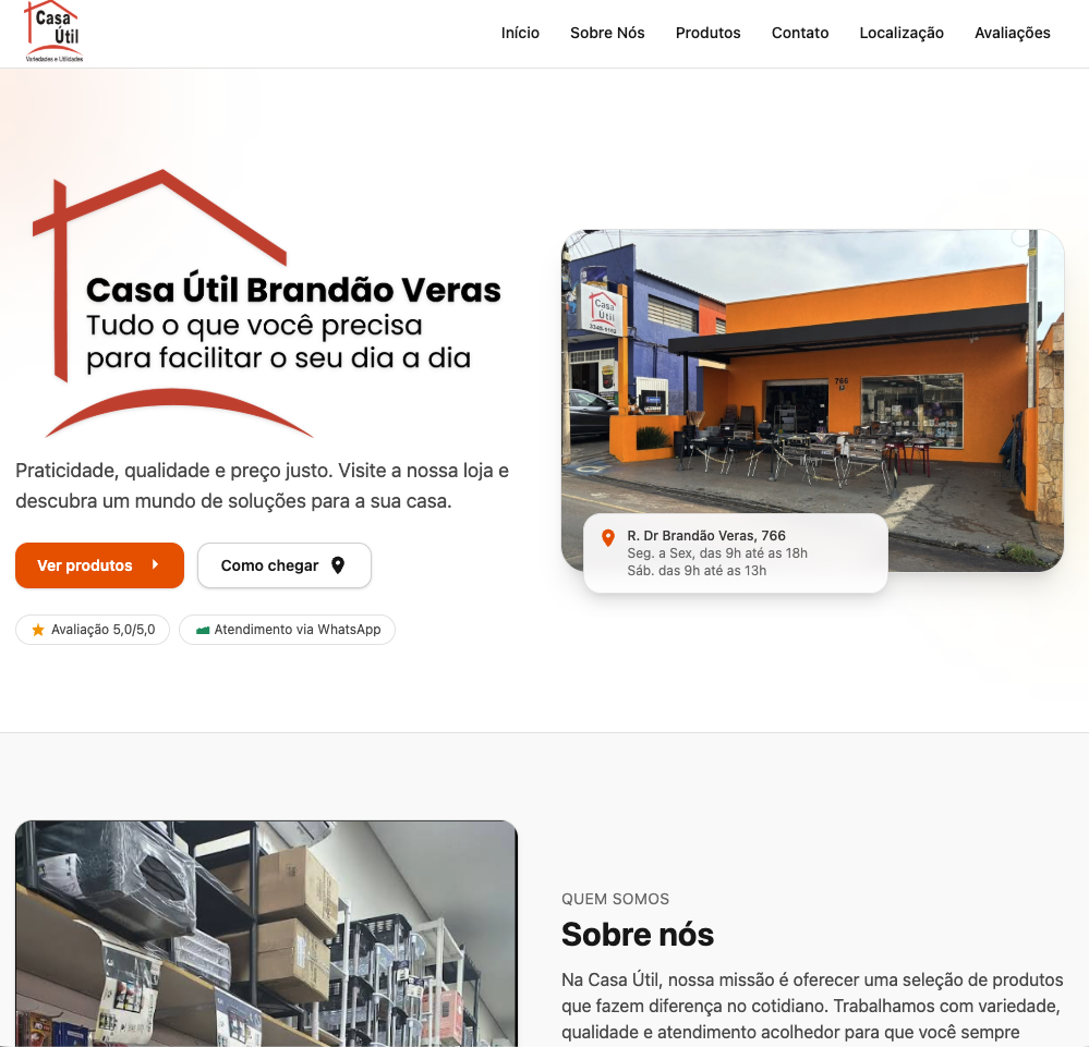 Site institucional Casa Útil Bebedouro